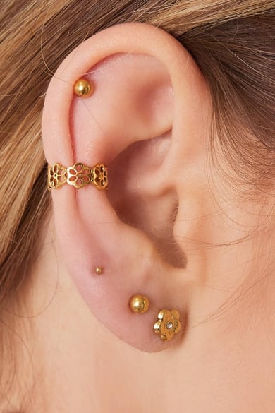Earcuff Flowers in a Row Silber Edelstahl h5 Bild3